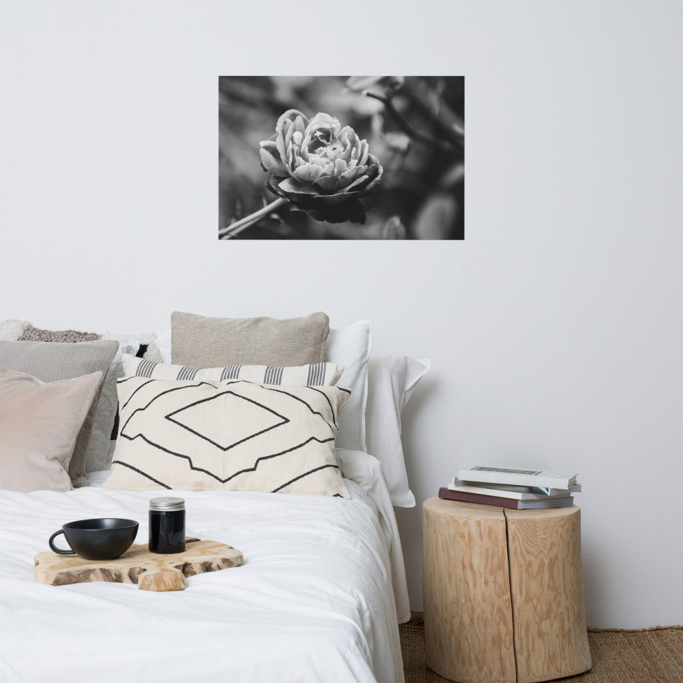 Perfect Petals High Contrast Black and White Floral Unframed Wall Art Print, 24" X 36"