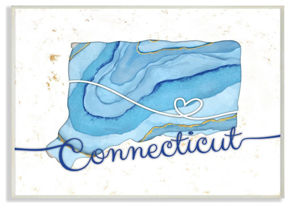 Stupell Industries Connecticut Agate Blue US State Design, 13 x 19