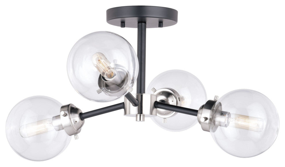 Vaxcel Orbit 20" Semi-Flush Mount, Satin Nickel and Oil Rubbed Bronze
