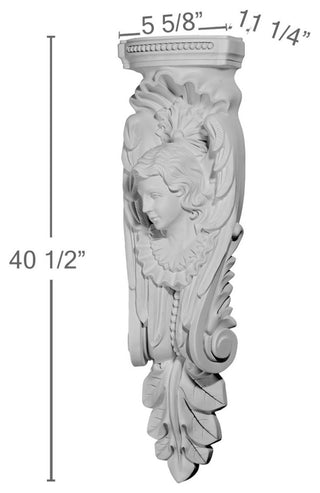 11 1/4"W x 5 5/8"D x 40 1/2"H Angel Corbel, Left