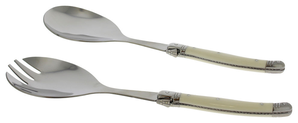 French Home Laguiole Connoisseur Faux Ivory Salad Servers, 2 Piece Set.