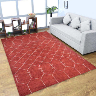 HAND KNOTTED LOOM SILK ECO-FRIENDLY RUGS-6'x9',Rectangle,Red Beige,Contemporary
