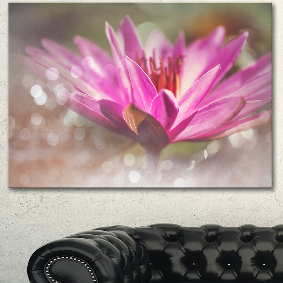 Pink Lotus on Abstract Background, Floral Canvas Art Print, 40"x30"