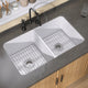 32"Lx19"W Drop-In Double Bowl Farmhouse Fireclay Kitchen Sink With Accessories