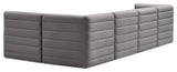 Quincy Velvet Upholstered 5-Piece L-Shaped Modular Sectional, Grey