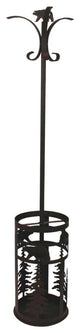 Burnt Sienna Iron Coat Rack and Umbrella Stand With Bear and Feather Tree Accent