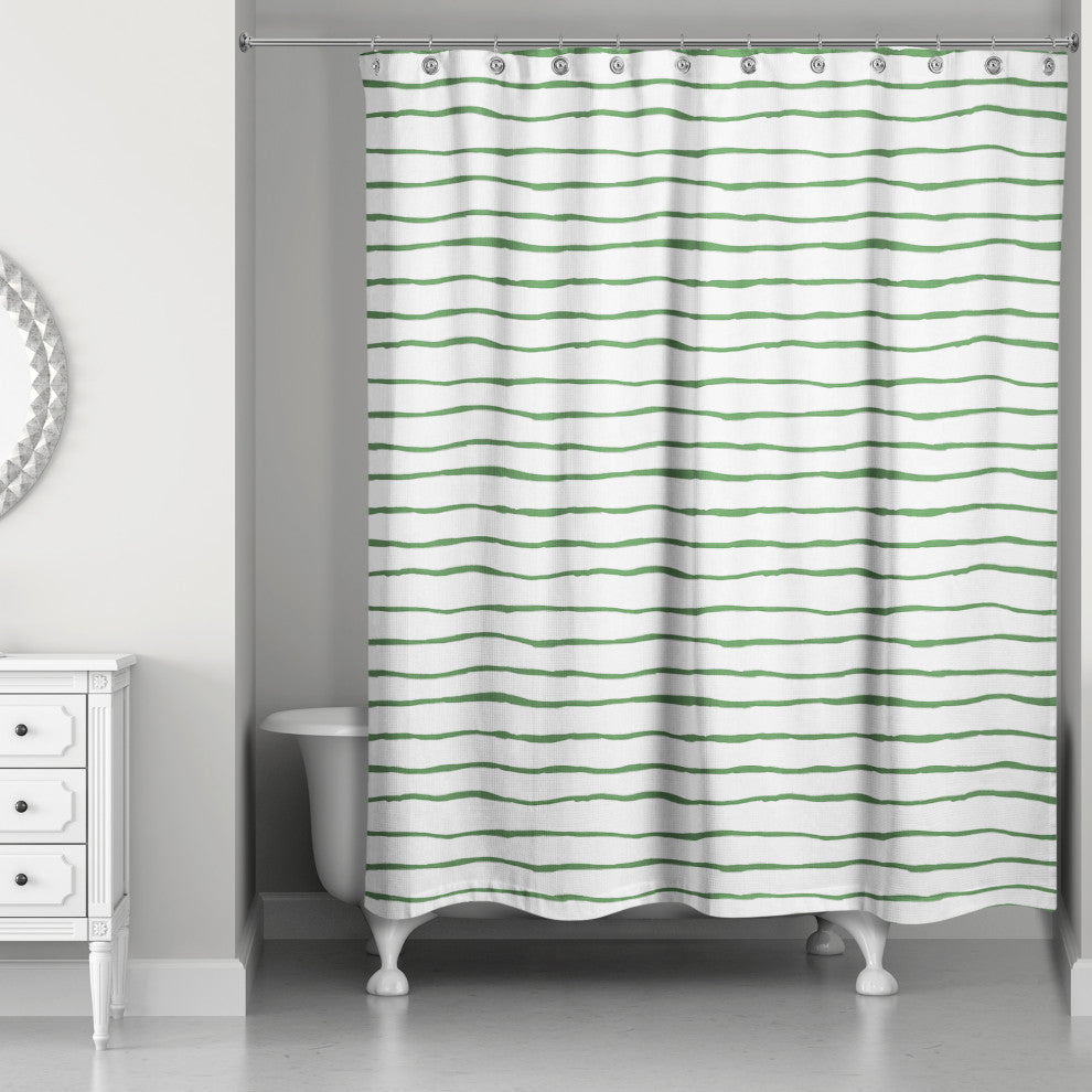 Painted Stripes Green 1 71x74 Shower Curtain