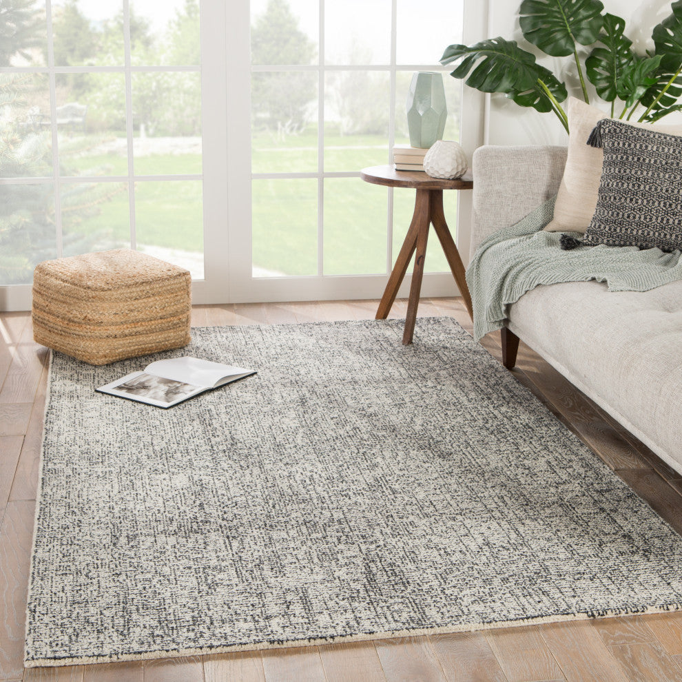 Jaipur Living Oland Handmade Solid Cream/Black Area Rug, 5'x8'