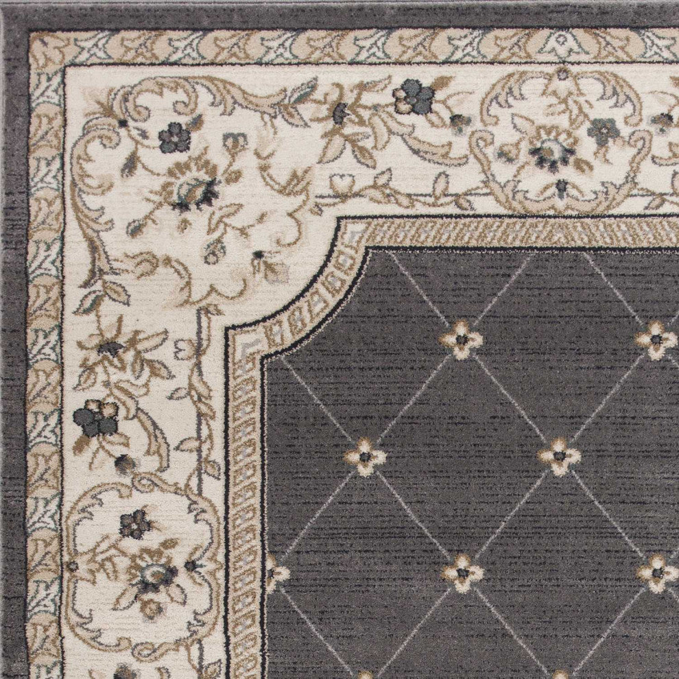 HomeRoots 9' x 12' Polypropylene Grey or Ivory Area Rug