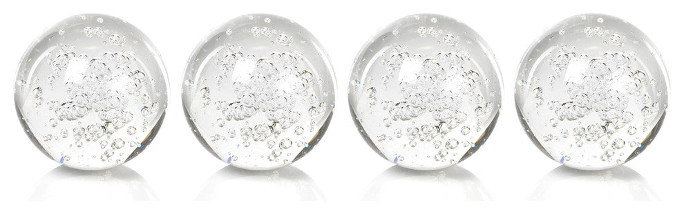 3" Crystal Decorative Ball, Bubbles Design, Set of 4