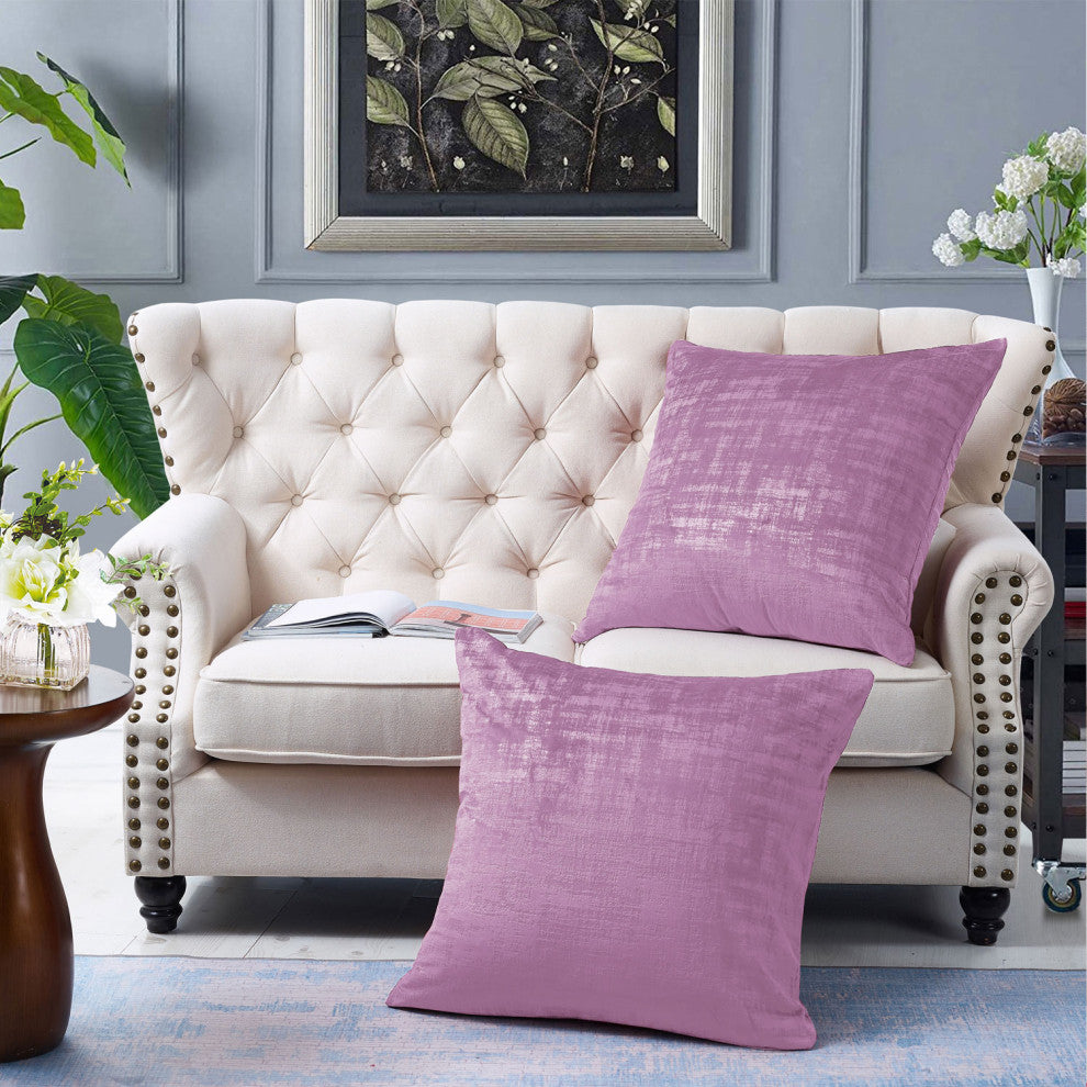 Velvet 2 Piece Euro Pillow Cover Set, Mauve Shadows, 2 Piece, 26"x26"
