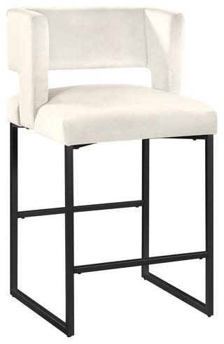 Leonard Modern 27" Counter Height Stool, Set of 2, Cream/Black