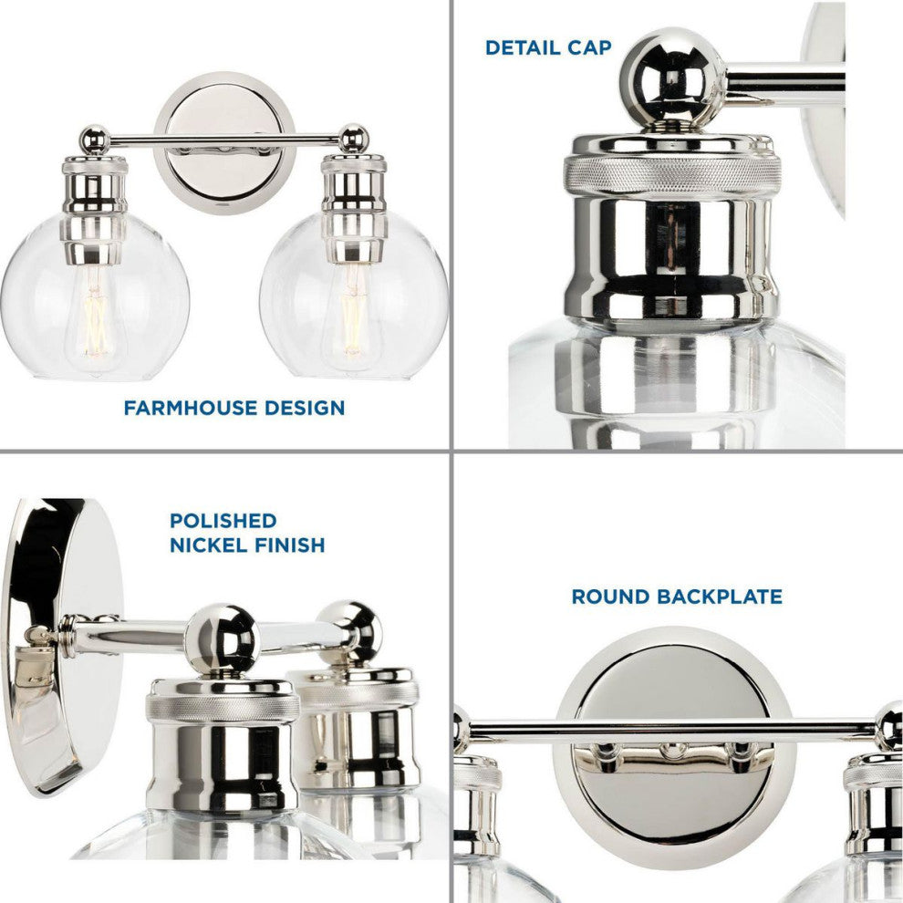 Hansford Collection 2-Light Bath and Vanity, Polished Nickel
