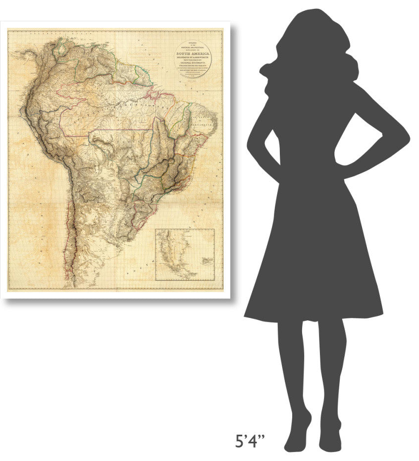 "South America, 1814" Digital Paper Print by Aaron Arrowsmith, 35"x42"