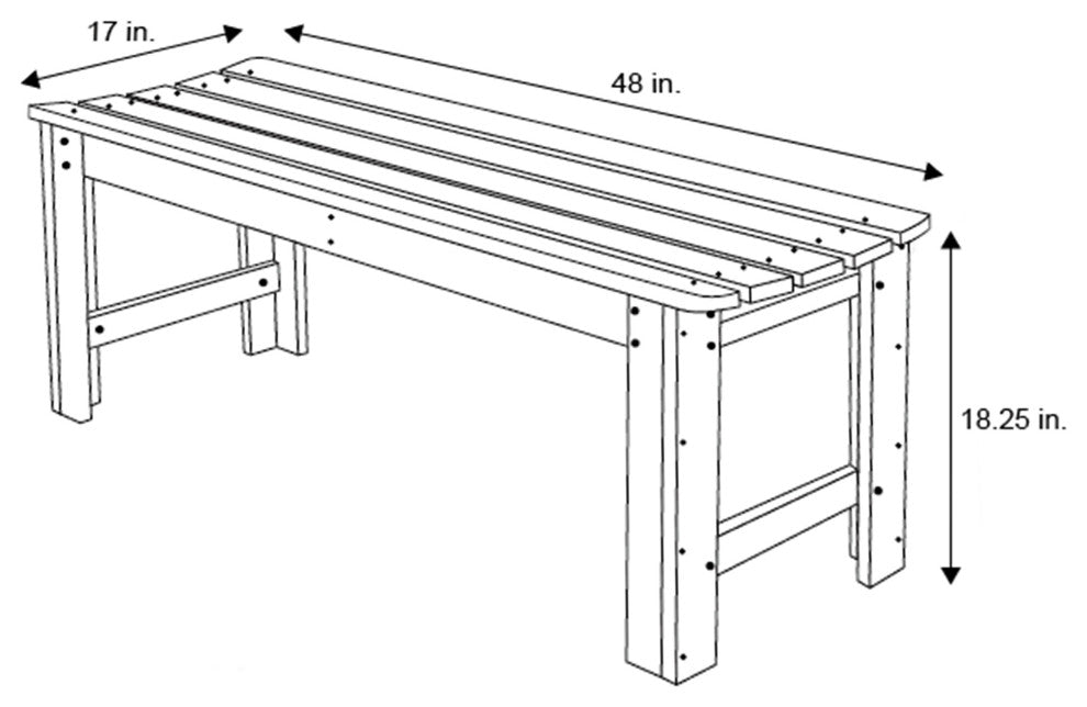 Shine Company 4'' Backless Garden Bench With HYDRO-TEX, Oak Color