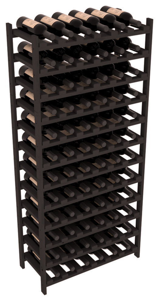 72-Bottle Stackable Wine Rack, Ponderosa Pine, Black