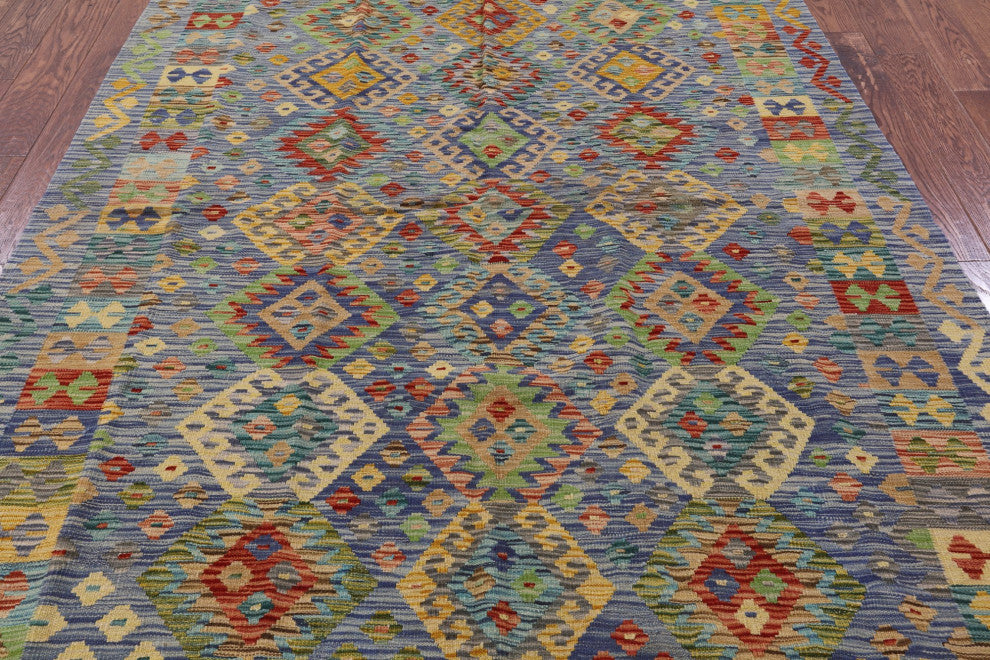 5' 11" X 7' 8" Kilim Flat Weave Reversible Rug Q8298