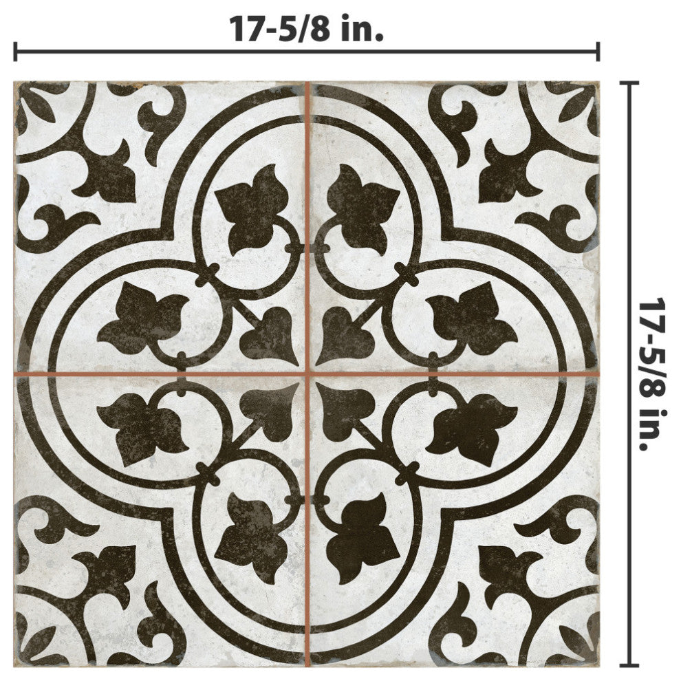 Kings Ornate Nero Ceramic Floor and Wall Tile Sample