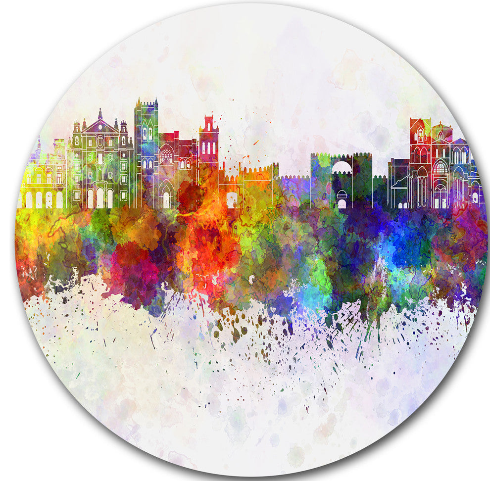 Avila Skyline, Cityscape Large Disc Metal Wall Art, 11"