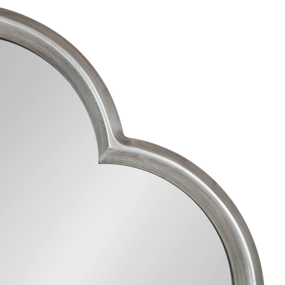 Krisi Scalloped Framed Wall Mirror, Silver, 28x28