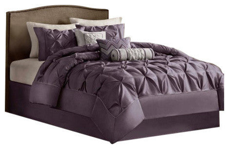 Madison Park Laurel 7 Piece Tufted Comforter Set in Plum
