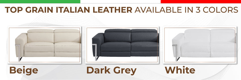 Prato Genuine Italian Leather Modern Sofa, Dark Gray