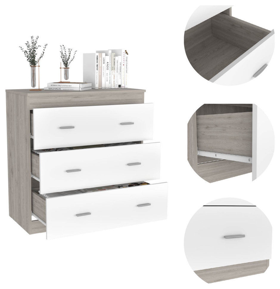 Burlington Dresser with 3 Drawers, Light Gray