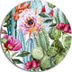 Cactus Pattern Watercolor, Floral Digital Art Round Metal Wall Art, 38"