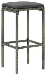 vidaXL Bar Stools With Cushions 2 pcs Gray Poly Rattan