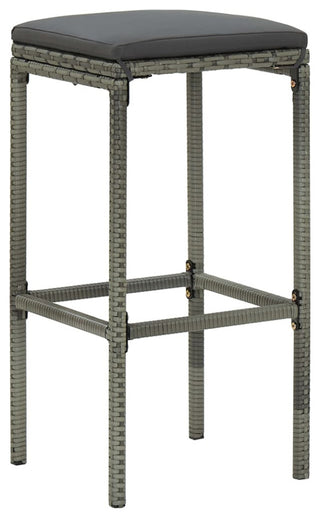 vidaXL Bar Stools With Cushions 2 pcs Gray Poly Rattan