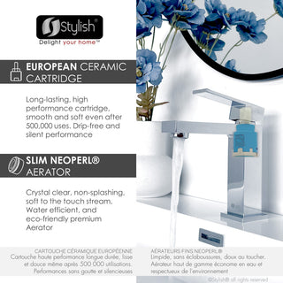 STYLISH Bathroom Faucet Single Handle Polished Chrome Finish, B-112C AVA