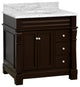Westminster Bath Vanity, Base: Chocolate, 36", Top: Carrara Marble