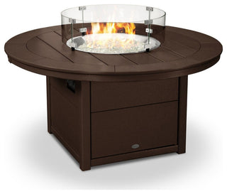 Polywood Round 48" Fire Pit Table, Mahogany