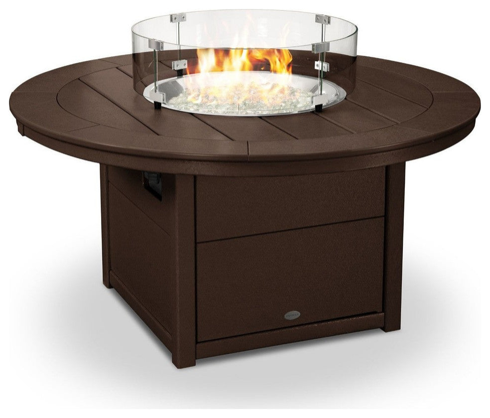 Polywood Round 48" Fire Pit Table, Mahogany