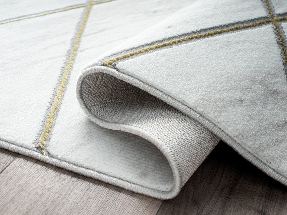 Abani Luna LUN150A Contemporary Marble Gold Lines Area Rug