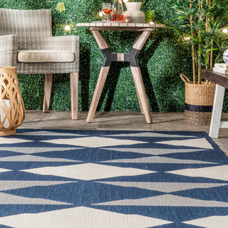 Nuloom Mickey Geometric Indoor/Outdoor Contemporary Area Rug, Navy 4'x6'