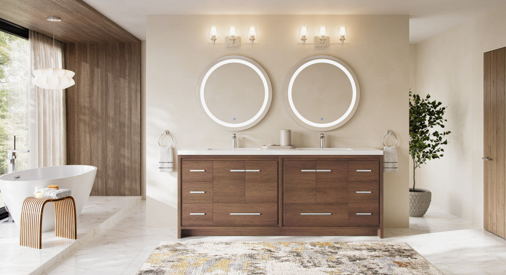 Sonora Bathroom Vanity, Rosewood, 84", Double Sink, Freestanding