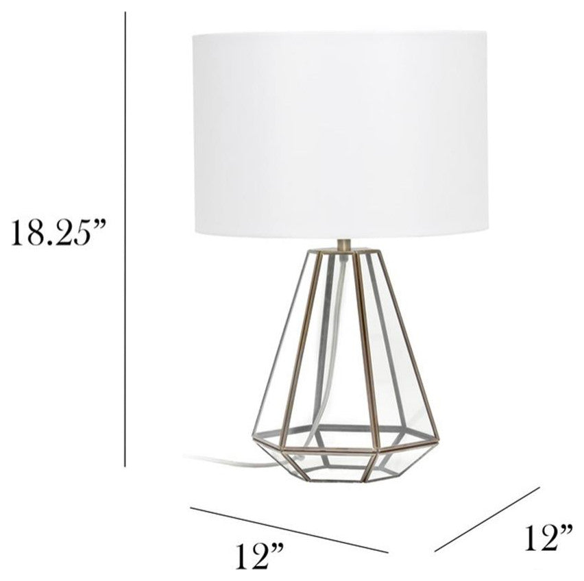 Elegant Designs Glass and Brass Pyramid Table Lamp