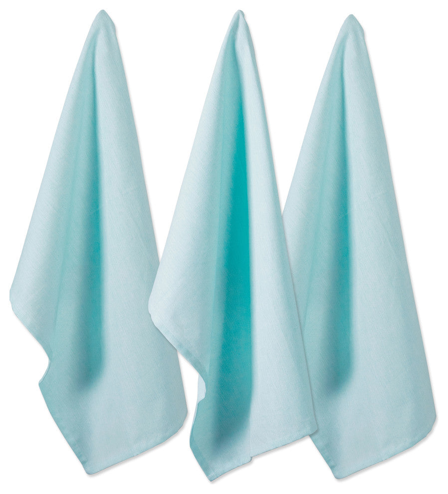 DII Aqua Solid Chambray Dishtowel, Set of 3