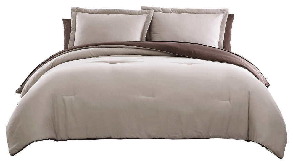 The Nesting Company Chestnut Reversible 7-Pc BIB Comforter Set-King-Khaki/Brown