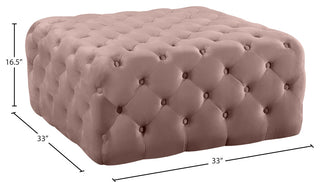 Ariel Velvet Upholstered Ottoman/Bench, Pink
