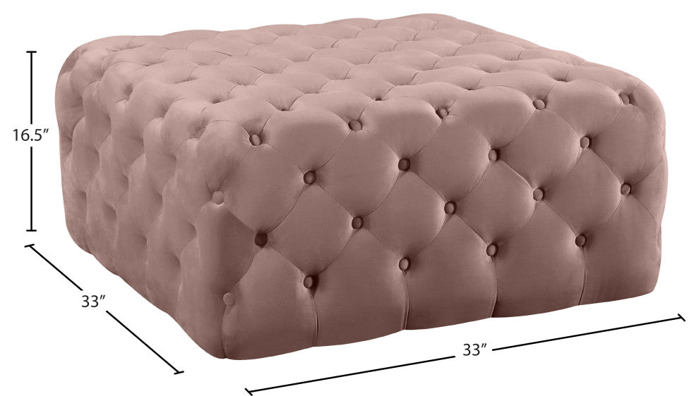 Ariel Velvet Upholstered Ottoman/Bench, Pink