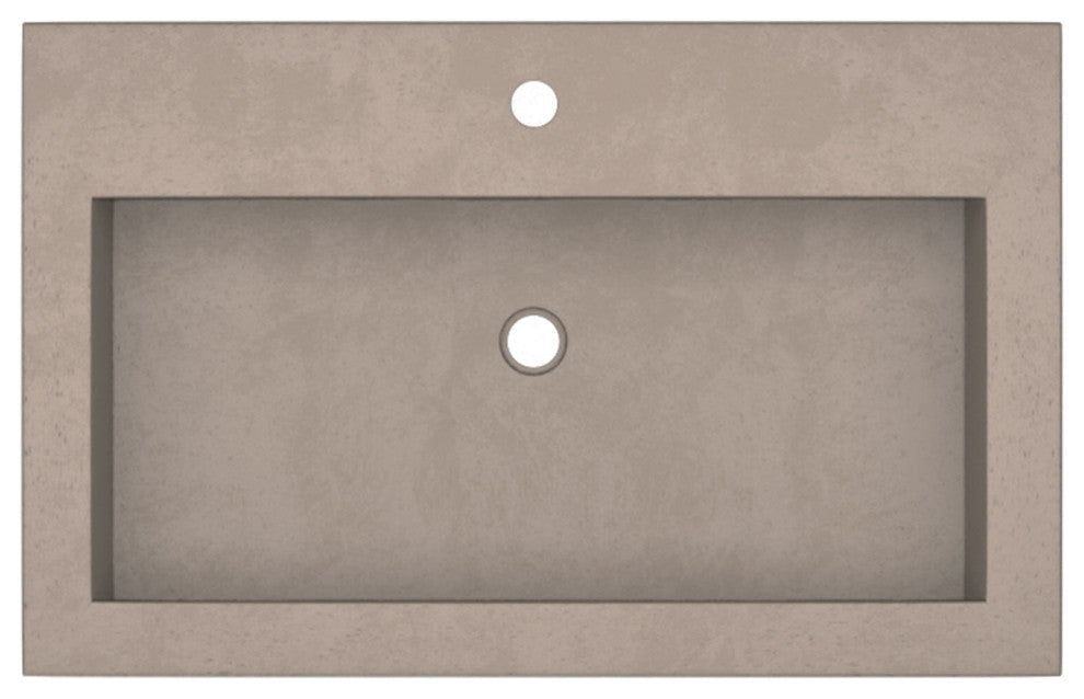 Trough 3019 Concrete Bathroom Sink, Earth, Single Faucet Hole