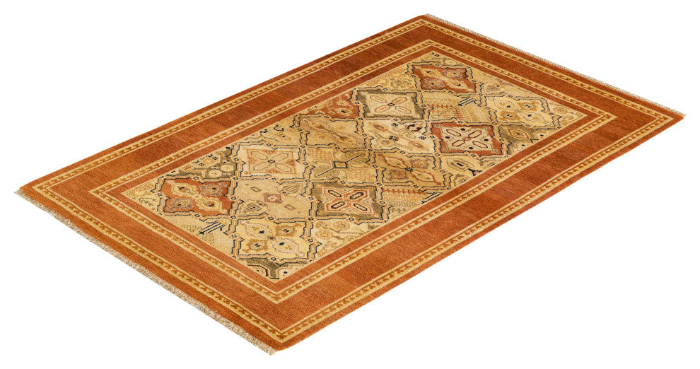 Semarang One-of-a-Kind Hand-Knotted Area Rug Brown, 3'4"x5'0"