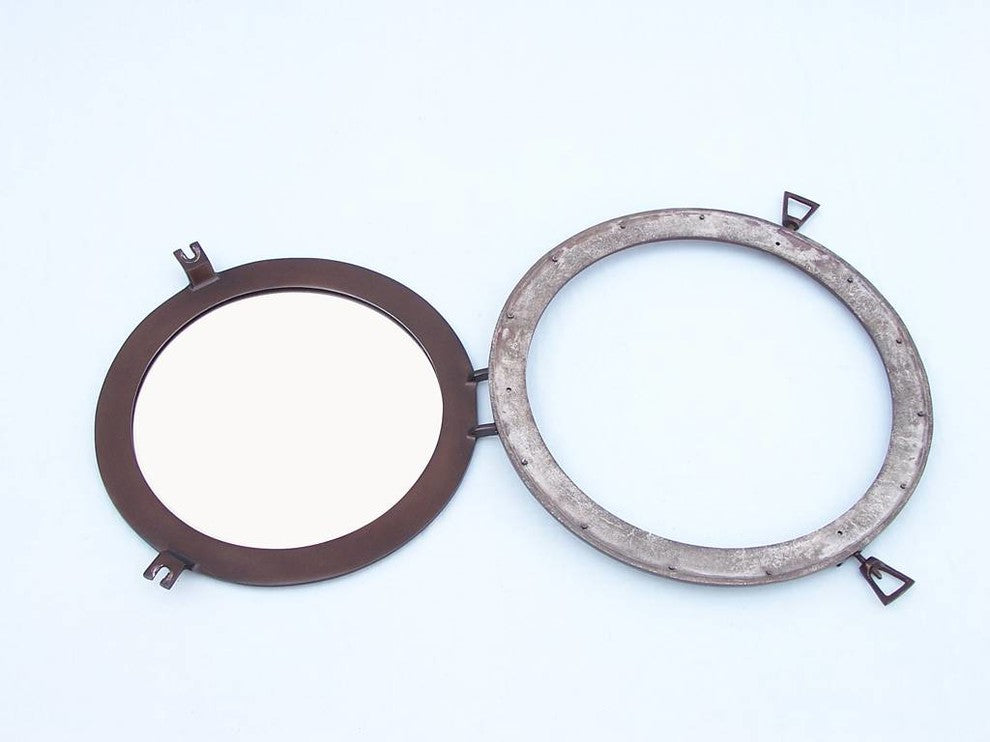 Bronze Decorative Ship Porthole Mirror 17'', Decorative Porthole Mirror