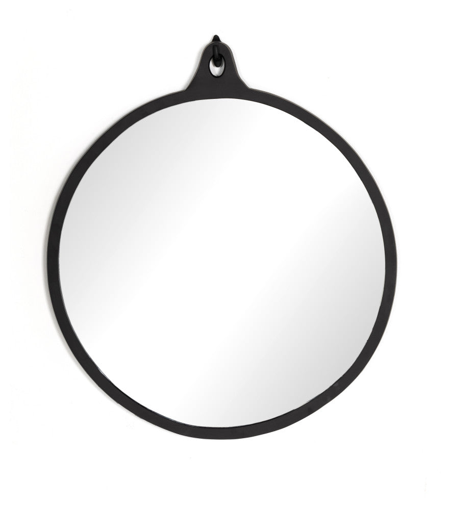 Hyde Round Mirror-Black Aluminum