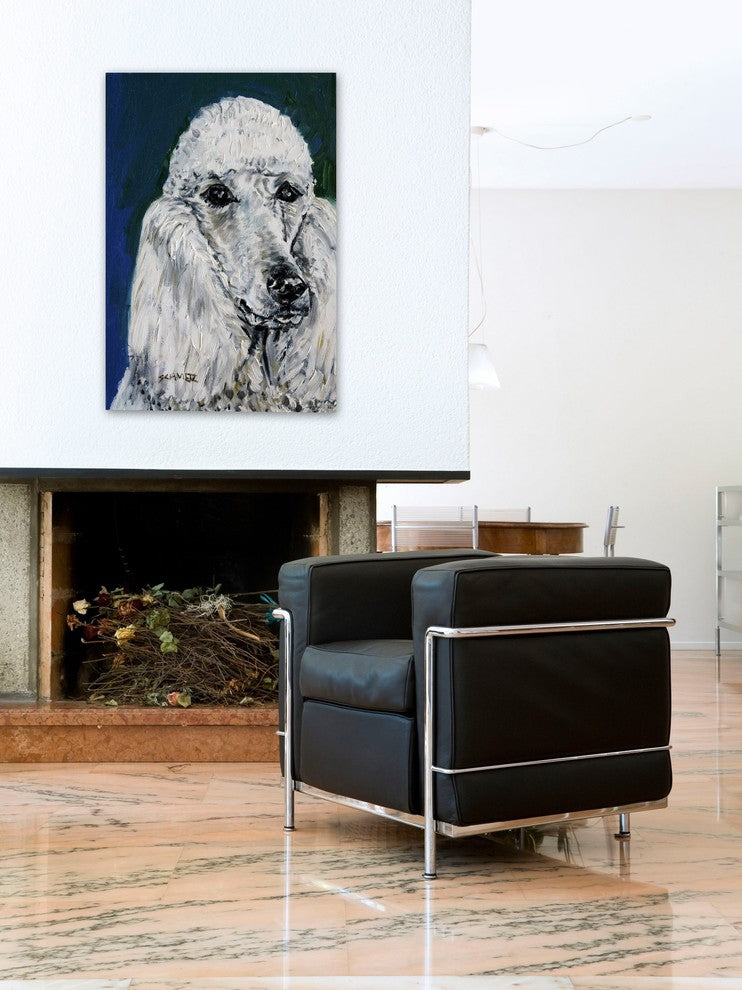 "White Poodle" Painting Print on Wrapped Canvas, 24"x36"