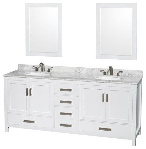 Wyndham WCS141480DWHCMUNOM24 80 Inch Double Bathroom Vanity in White