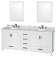 Wyndham WCS141480DWHCMUNOM24 80 Inch Double Bathroom Vanity in White
