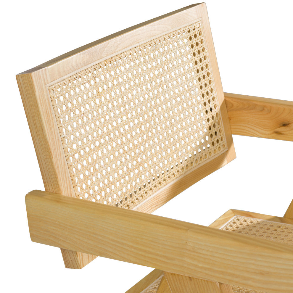 Modrest Aurora Light Rattan and Natural Ash Folding Dining Arm Chair